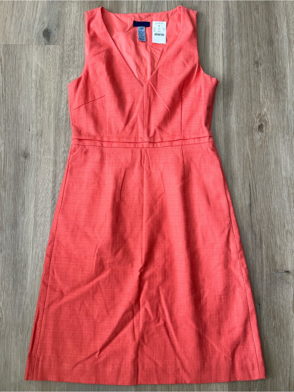 J Crew v neck ponte knit sleeveless knee length dress size 4 coral pink